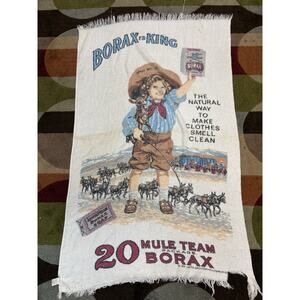 Vintage BORAX IS KING 20 MULE TEAM Beach Towel Advertising Cotton Blend USA Made